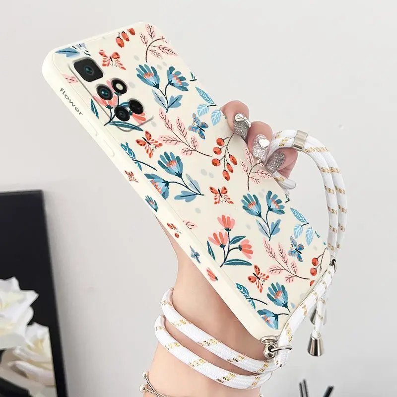Sunrise Floral Crossbody Lanyard Silikone Puzdro pre Xiaomi Redmi 10 10a 12c 9 10c 9t 9a A1 9c