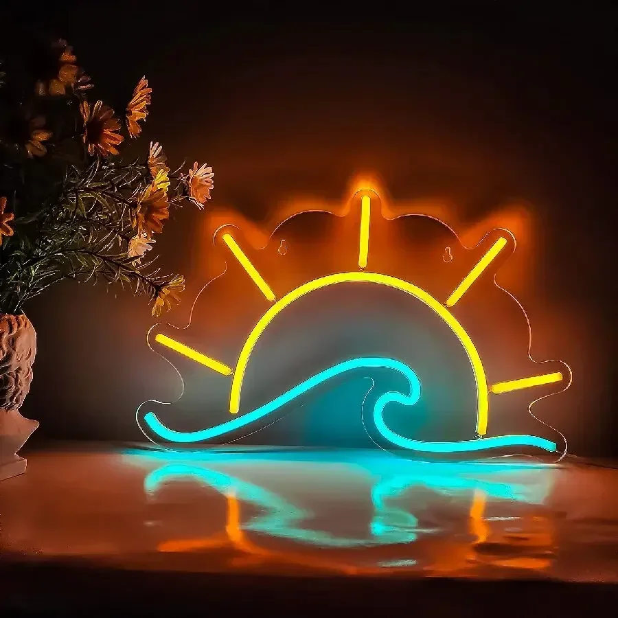 Sunrise Sunset Neon Sign, Wave Neon Sign pre dekoráciu spálne, LED svetlo pre obývaciu izbu spálňa Bar Barlaring Party Vianoce
