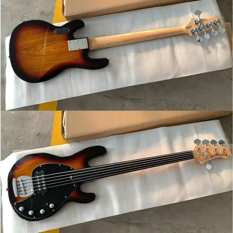 Sunset Finish KSG 5 Strings Fretless Bass Active Pickups 5 Strings Electric Bass Guitar Guitar Rosewood Fretboard Fretless Bass