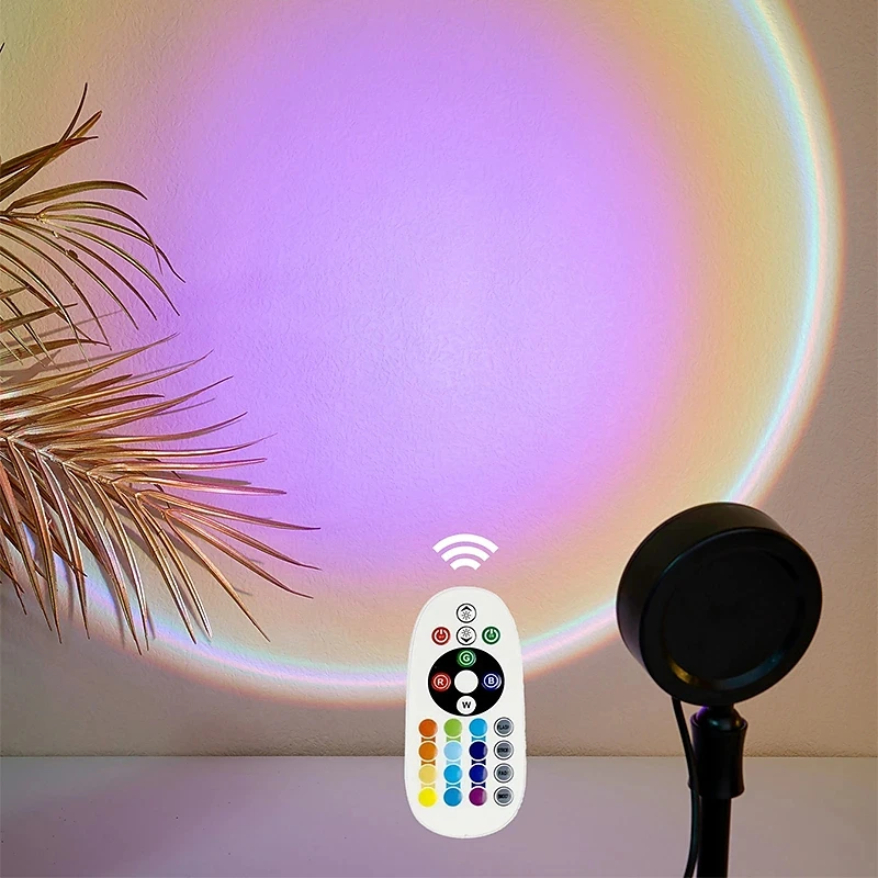 Sunset Light Projector USB 16 Color Color Change Projector Slee lampa Nočné svetlo 360 stupňov Rotujúca dekorácia dekorácie