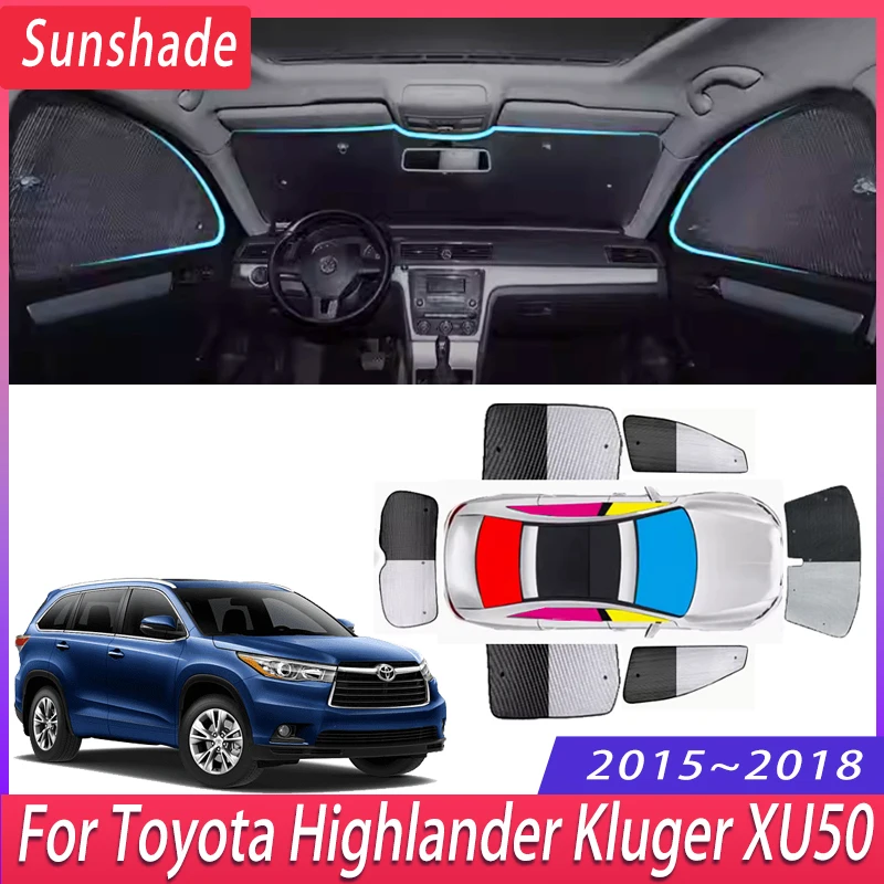 Sunshade pre toyota Highlander Kluger Xu50 2015 ~ 2018 Tepelná izolácia Slnko Ochrana pred slnkom Sunshade Visor Príslušenstvo