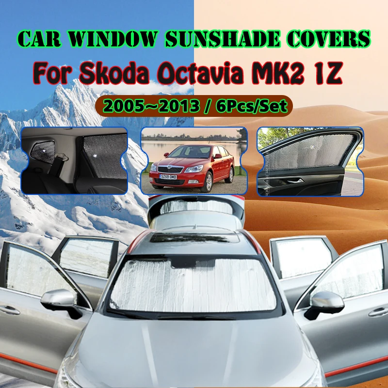Sunshade slnečného vozidla pre auto pre skod Octavia 2 A5 MK2 1Z 2005 ~ 2013 2009 2009 Anti-UV Sunscreen Window Sunshade Cover Automatické príslušenstvo