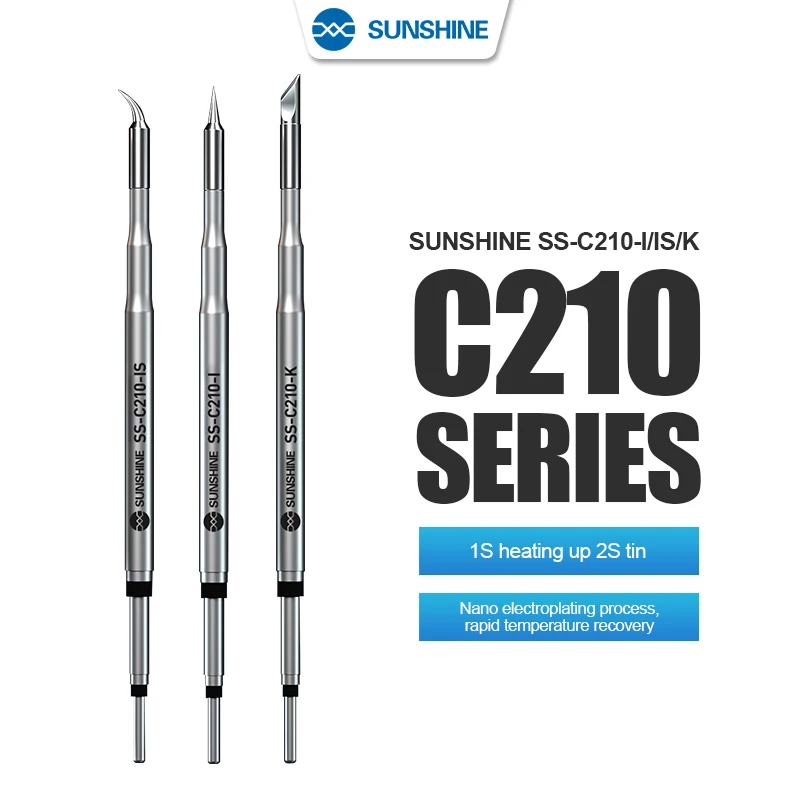 Sunshine C210 Series Integrované hroty železa spájkovania a vykurovacie jadro Efektívne obnovenie teploty tepla pre GVM T210