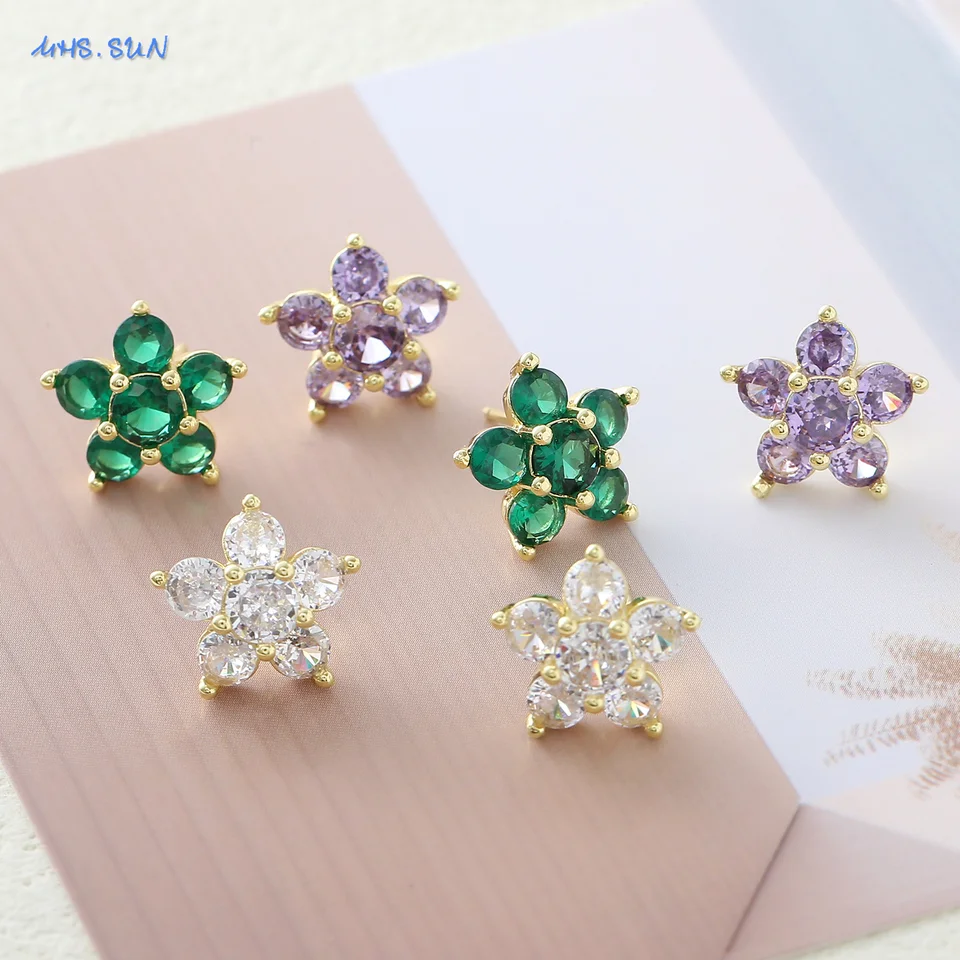 Sunsll Cubic zirkon kvetinové náušnice pre ženy móda pre ženy dievčatá zlatá výborná vynikajúca uši