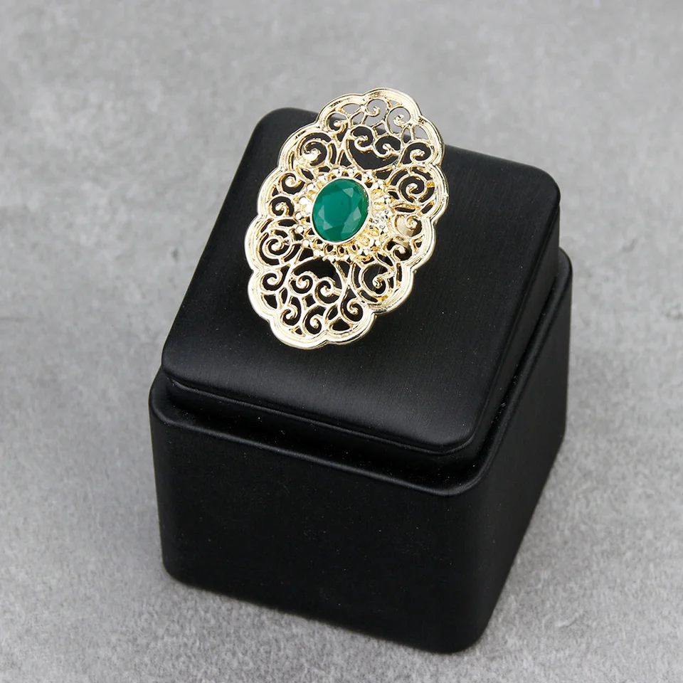 Sunspictem Gold Color Alžírsko Maroko prsteň Dutiny Arabesque Ženy nevesta Šperky Veľký arabský prsteň Dubaj Svadobný darček Bijoux