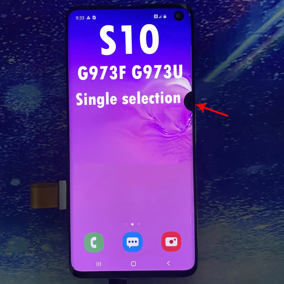 Super AMOLED Single Sale Line Pont Pont No Frame LCD pre Samsung S10 SM-G9730 G973F LCD DISPLEY DIGITICKÝ DIGITIZER Dead Pixel