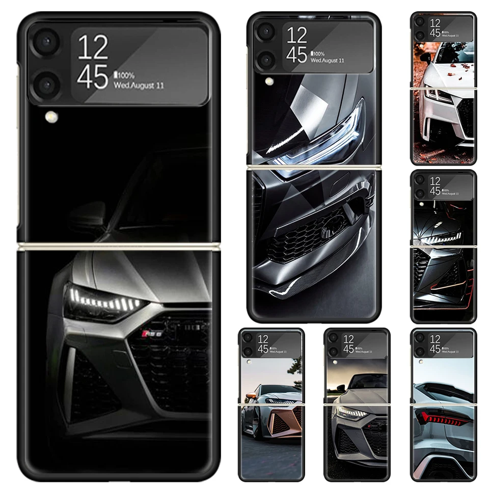 Super auto pre a-audis rs športové tvrdé puzdro PC pre telefón pre Samsung Galaxy Z Flip 6 5 4 3 Čierny kryt Zflip6 flip5 flip4 5G Skladacie