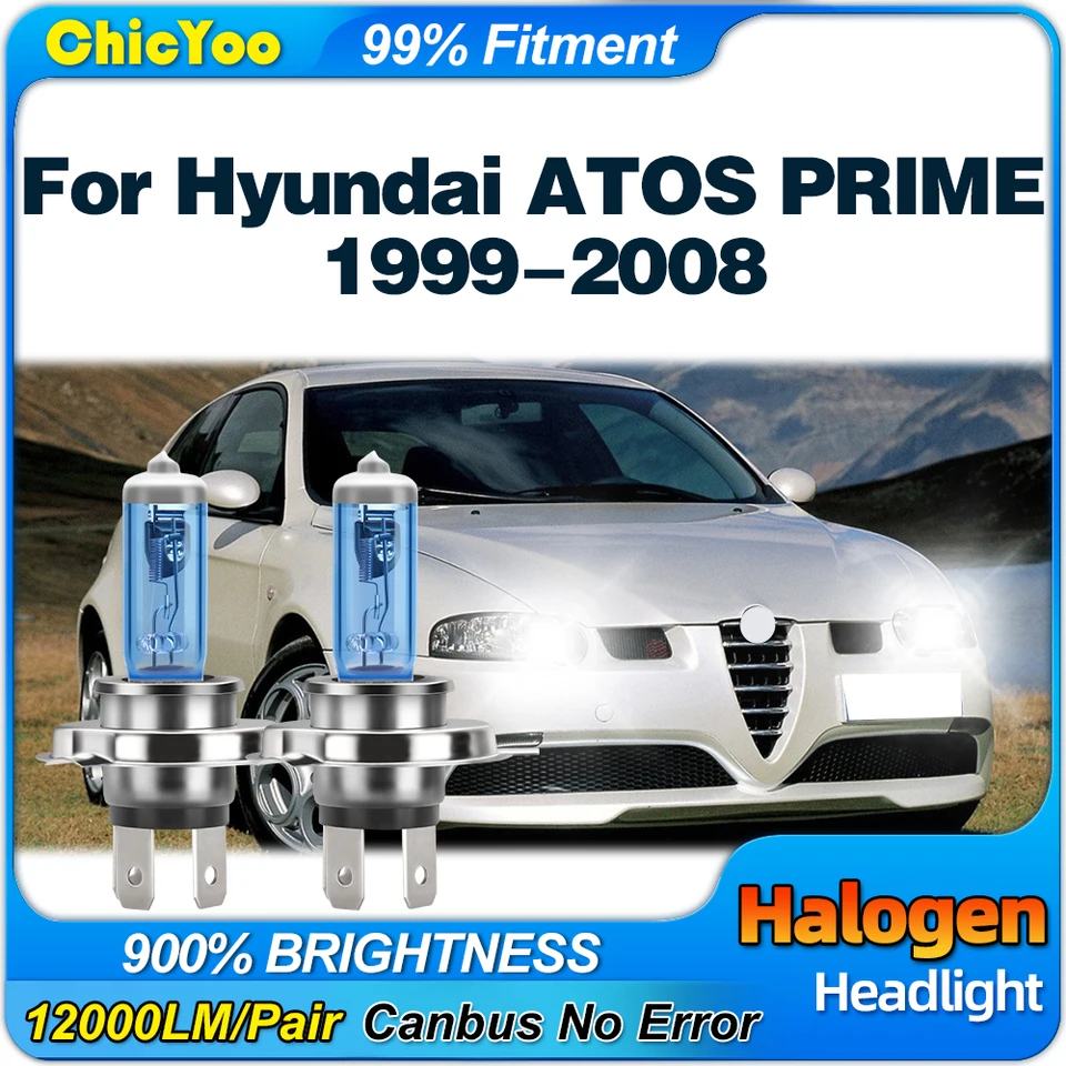Super biela halogénová lampa 100 W 12 V vysoký nízky lúčový svetlomet žiaroviek pre Hyundai Atos Prime 1999-2003 2004 2005 2006 2007 2008