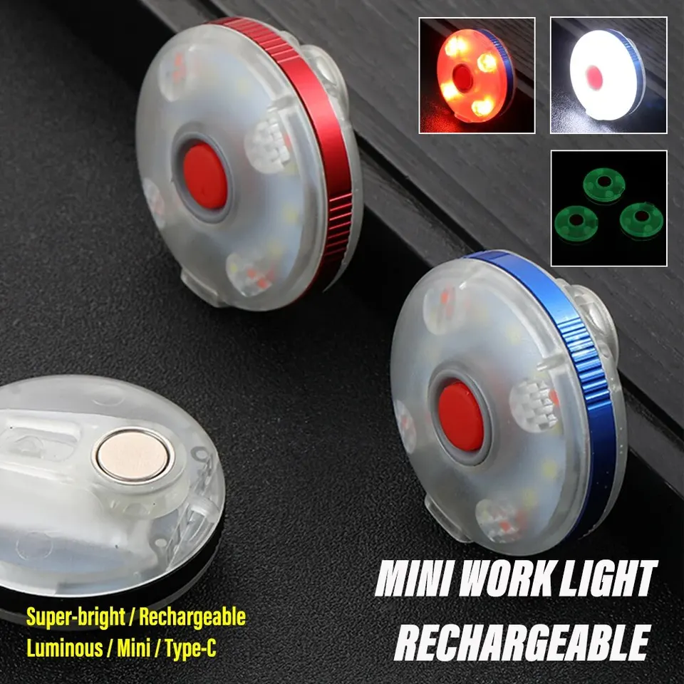 Super Bright Mini LED baterka Nabíjateľné pracovné svetlo okrúhle kempingové svetlo 3 farby, aby ste si vybrali viac režimov osvetlenia