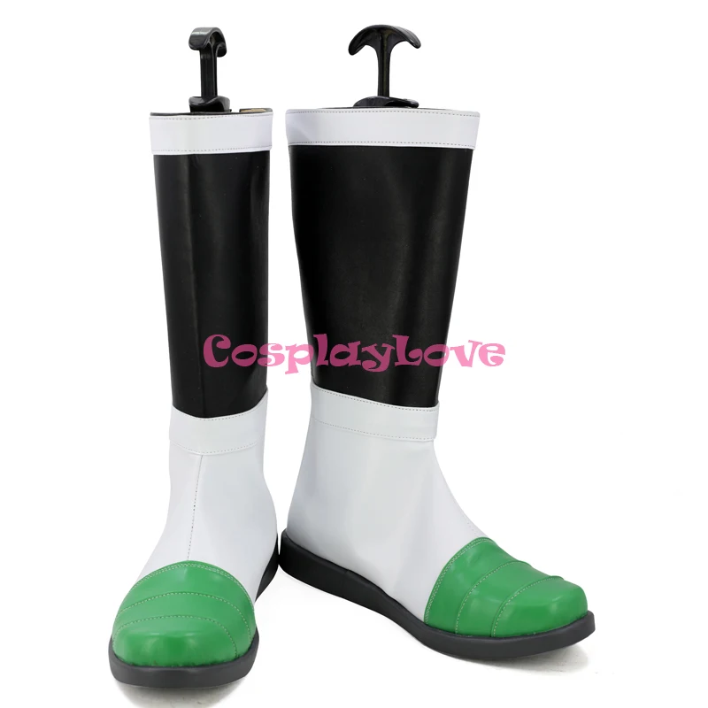 Super: Broly White Green Cosplay topánky dlhé topánky Dlhé topánky kožené na mieru vyrobené cosplaylove