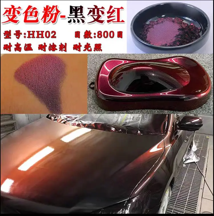 Super Chameleon Automotive Paint Pigment prášok, čierna červená, Hypershift, Chromaflair, Ultrashift Pigment Prášk 02