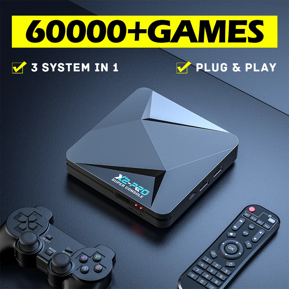Super Console X2 Pro Retro Game Console pre SEGA Saturn/DC/Mame/Naomi 60000+ Classic Games 4K HD TV Box Game Player Dual WiFi