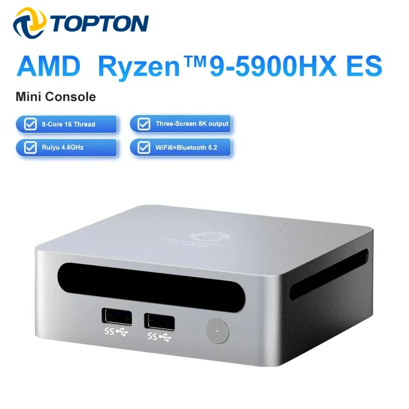 Super Deal Mini PC AMD Ryzen 9 5900HX ES Windows 11 Pro DDR4 3200MHz NVME SSD Mini PC Gamer Computer DA UFFICIO 3X4K HTPC WIFI6