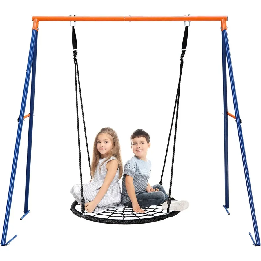 Super Deal Spider Web Tree Swing Set s stojanom Combo 40 Web Swing a ťažký a-ráme kovový výkyvný rám odolný a resis