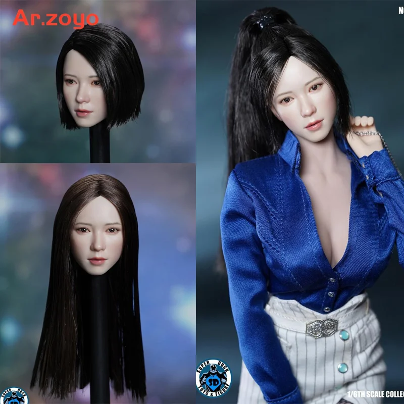 Super Duck SDH034 1/6 Soldier Ázijská ženská ženská hviezdna hlava Model Model Accessories Fit 12 '' Action Figure Body na sklade