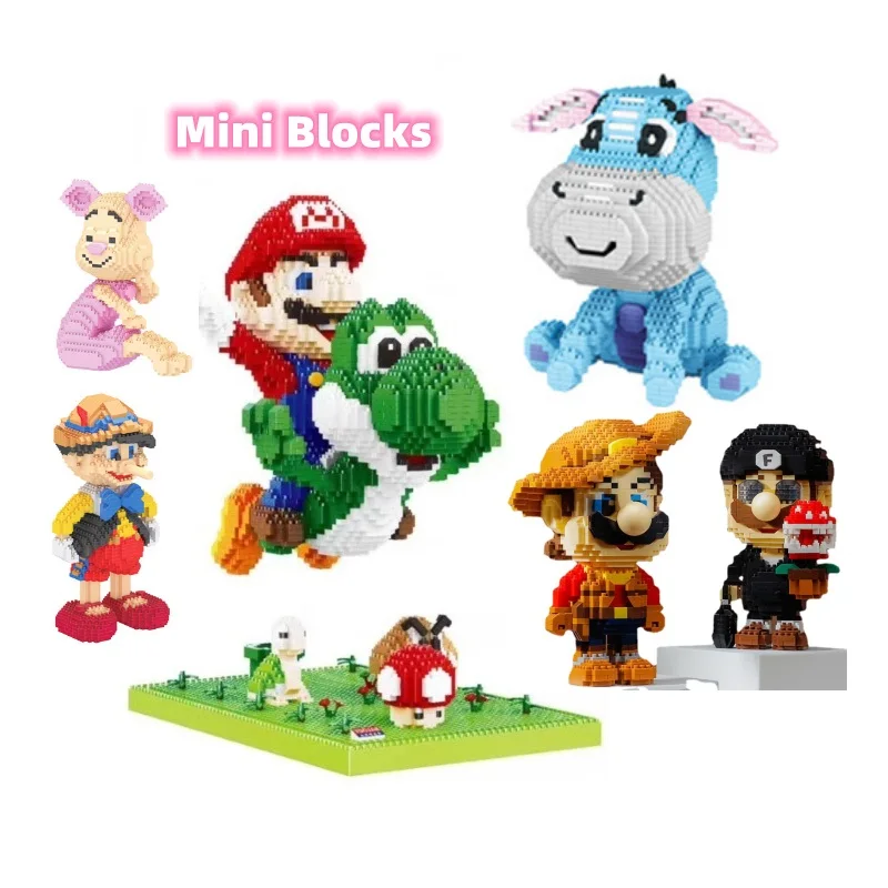 Super Flying Bowser Mini Blocks Yoshi Cartoon Anime Figures Fun Collection Building Tehly Vzdelávacie hračky pre deti 16168