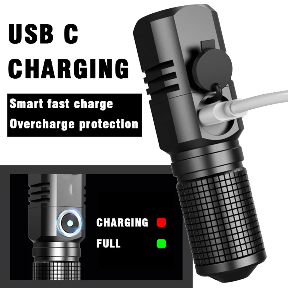 Super jasný mini XHP50 LED baterka USB Torch Nabíjateľná priblíženie Rybárska lucerna Výkonná 3 osvetľovacia kempingová lampa