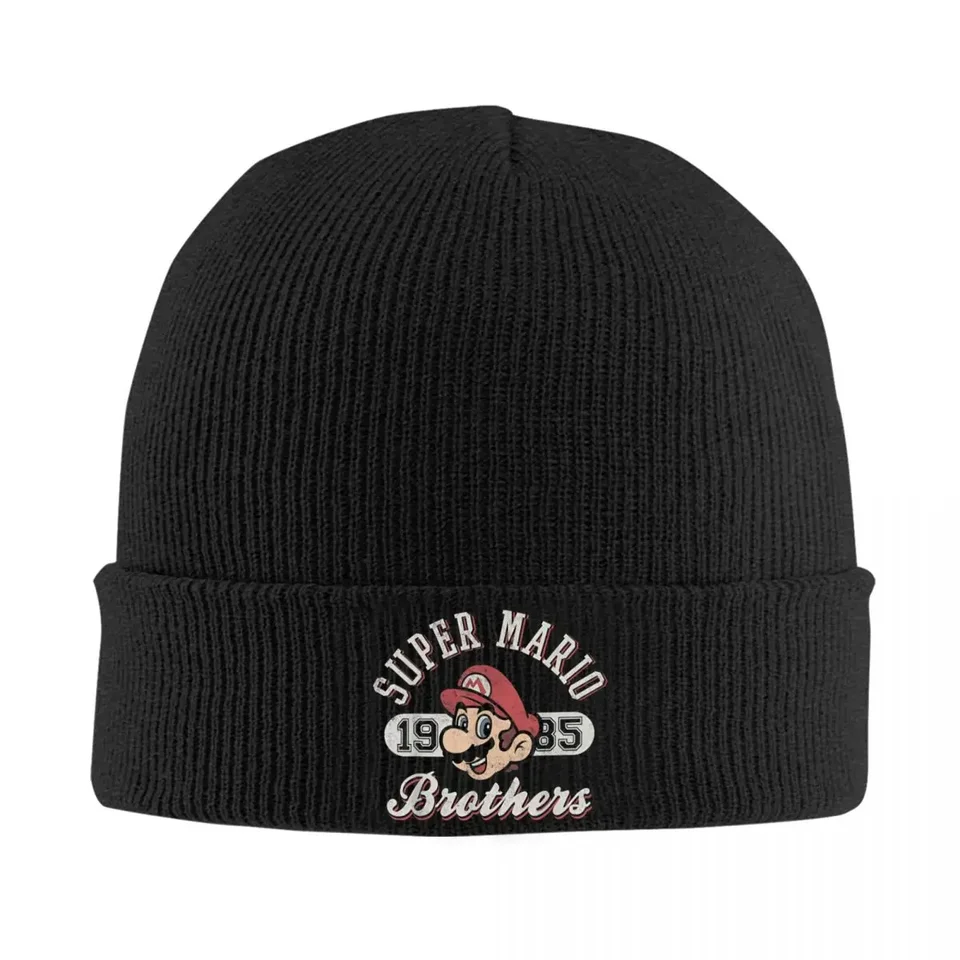 Super Mario Bros 1985 Face Vintage Logo pletené klobúky Beanie Winter Hat Warm Unisex Fashion Game Cap for Men