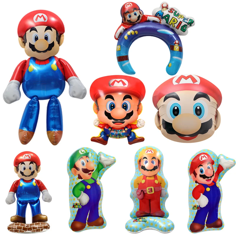 Super Mario Bros Balón Anime deti narodeninové oslavy dekorationaluminum film Balón roztomilý detský párty pozadie Photo balón