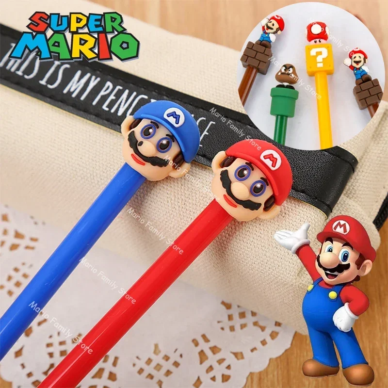 Super Mario Bros neutrálne pero Anime 3D postava Čierny atramentový gél Karikatúra Karikačné deti 0,5 mm skúška Pen School Stationaly Supply Dodávky Darčeky