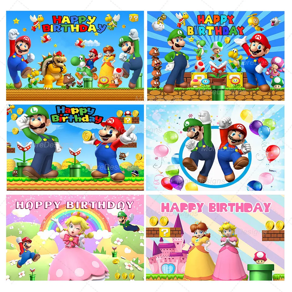 Super Mario Bros Photo Pozadie Kids Keysi narodeninová oslava Decorra Brosky