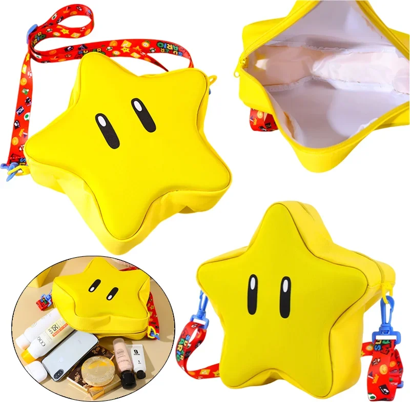 Super Mario Bros Stars Ramery Bag Dámske módne crossbody tašky Karikatúra Cast Travel Storage Pohľad na nákupné tašky Dievčatá darčeky