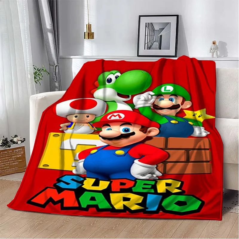 Super Mario Cartoon potlačená flanel tenká mäkká prikrývka.Four sezóna prikrývka