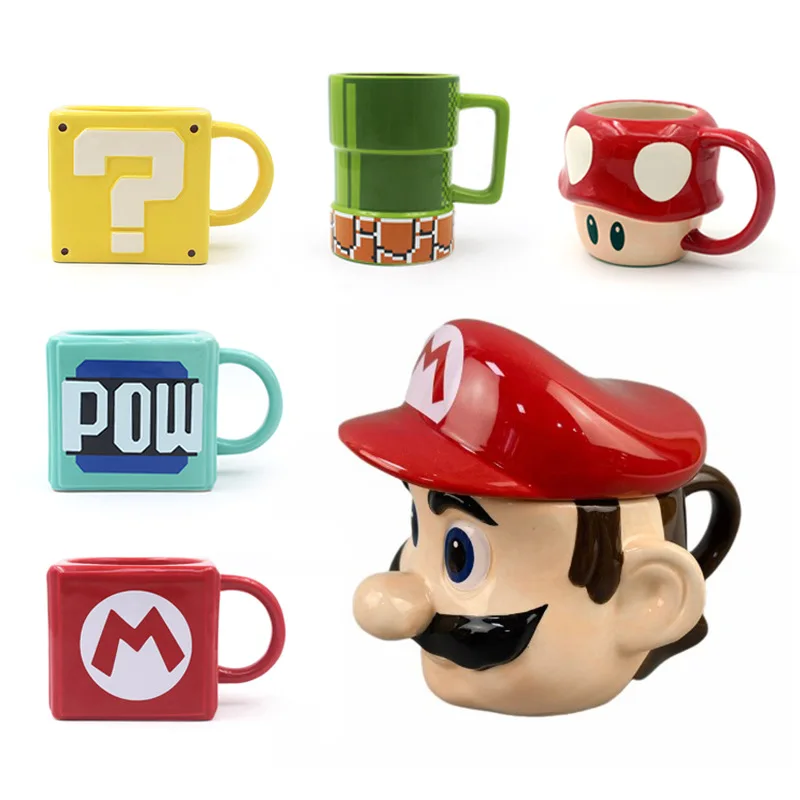 Super Mario Game hrnček Anime Mario Coffee hrnček Pipe Cup Cartoon Hubs Cup Super Mario Square Gug Darčeky pre deti