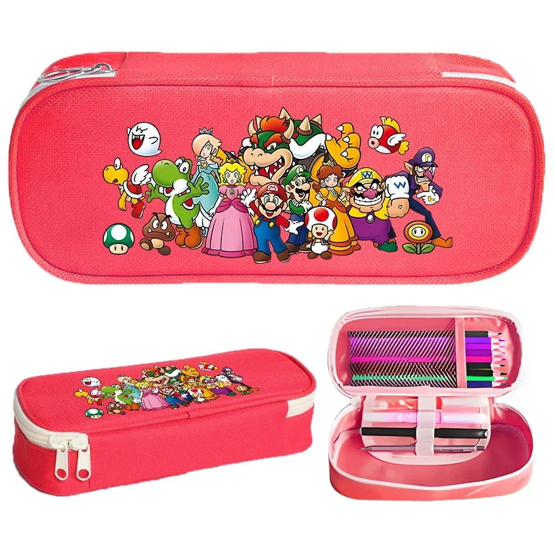 Super Marios Bros Peruzka taška roztomilý karikatúra Pero Piene Školské kancelárske potreby Deti prenosné pero tašky anime tlačené organizátor