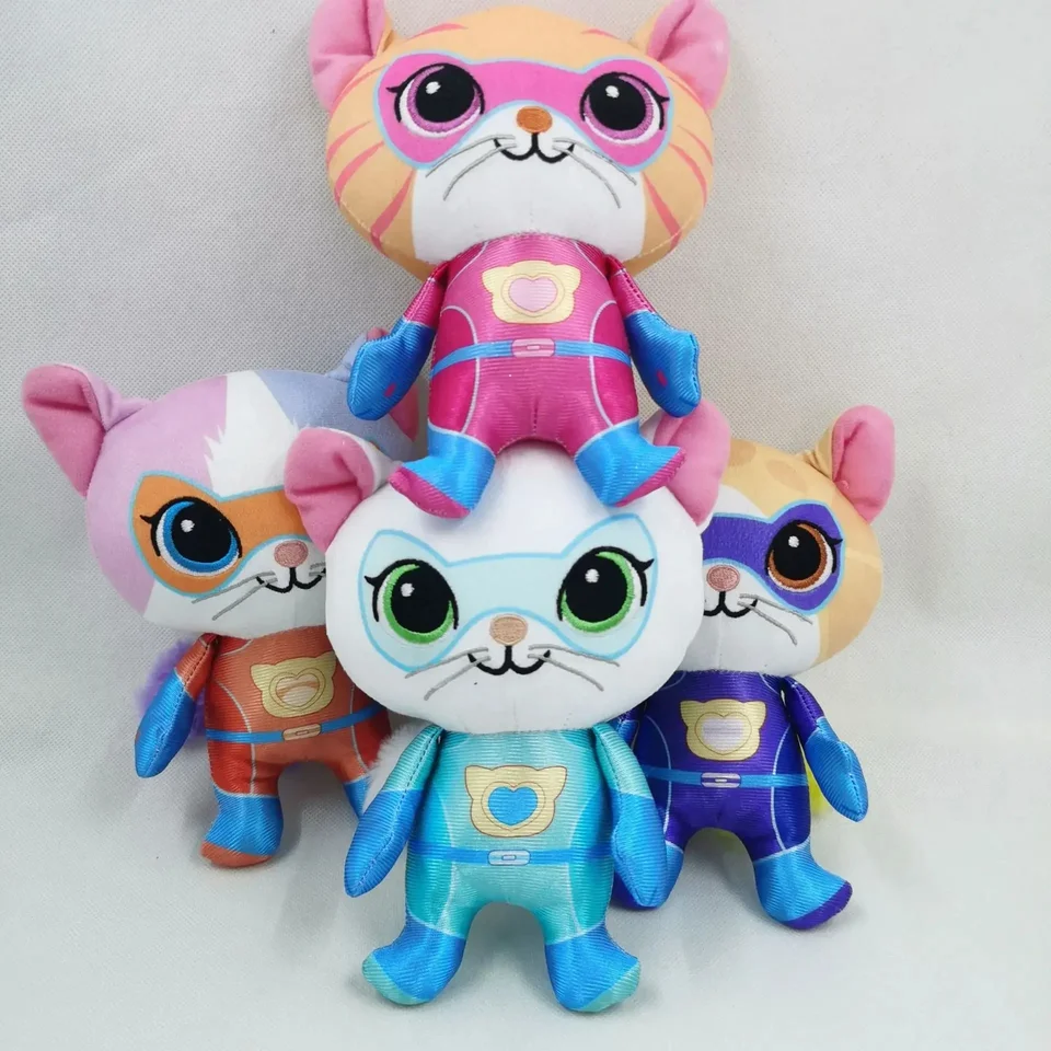 Super mačiatka tím Anime Plys Hračky Crystal Super Soft Plys Hray Doll Blue Kitten Green Kitten Žltá mačiatko Hračky Duzd