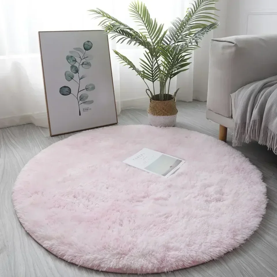 Super mäkký plyšový okrúhly koberec Ratch Fluffies Biele koberce pre obývaciu izbu Domáca dekorácia spál