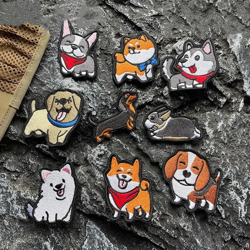 Super roztomilý odznak morálky pre psov Samoyed Technology Husky Shiba Inu vyšívaná látková nálepka jazvečkový háčik a slučka taktická záplata