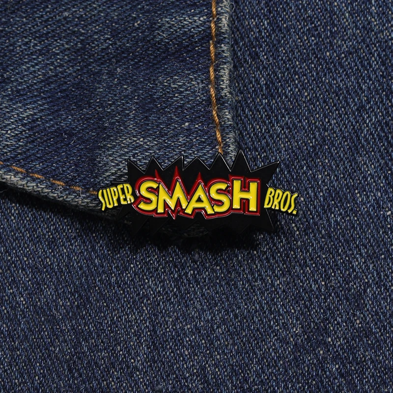 Super Smash Bros Logo Smlene Pins Videohra Brošes kovový batohový odev klopne odznaky šperky pre deti pre deti
