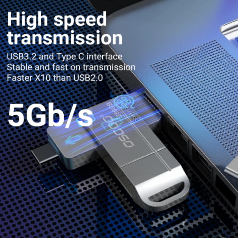 Super Speed ​​USB3.2 Flash Drive 256 GB USB Type-C Externé SSD 350MB/S-450MB/S Flash jednotka USB Flash Typ C Pendrive Typ C