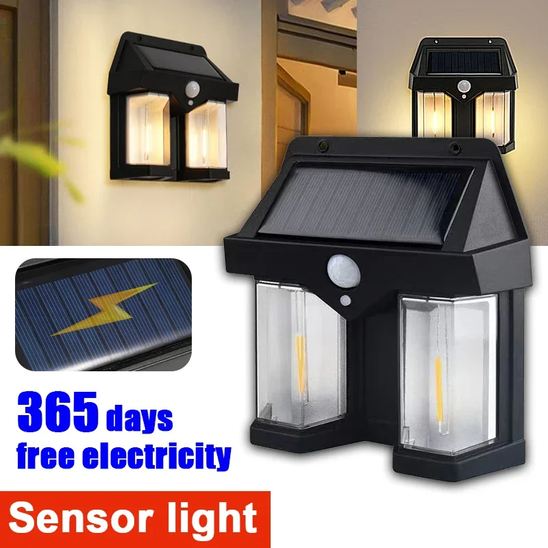 Super svetlé solárne volfrámové nástenné lampa senzora Svetlo Slnko Vodotesný vonkajší detektor pohybu osvetlenie Solárne LED záhradné svetlo