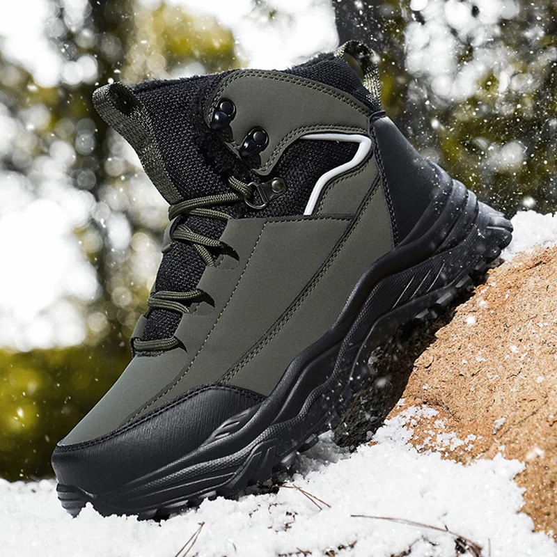 Super teplé zimné muži topánky Vodotesné vonkajšie kožušinové plyšové topánky Muži muži Cross-country topánky Sneh Snow Mid Calf Botas Hombre