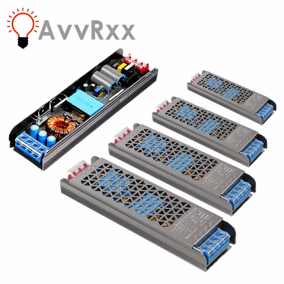 Super Thin AC DC Transformers 220V až 12V 24 V prepínanie napájania 12 V 24 V Volt 60W 100 W 200W 300W 400W A/D pre domáce osvetlenie