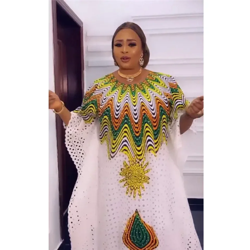 Super veľkosť poprsie 260 cm africké ženy dashiki vyšívacie čipky voľné šaty + vo vnútri sukne dvojdielny marocký kaftan Dubai Abaya