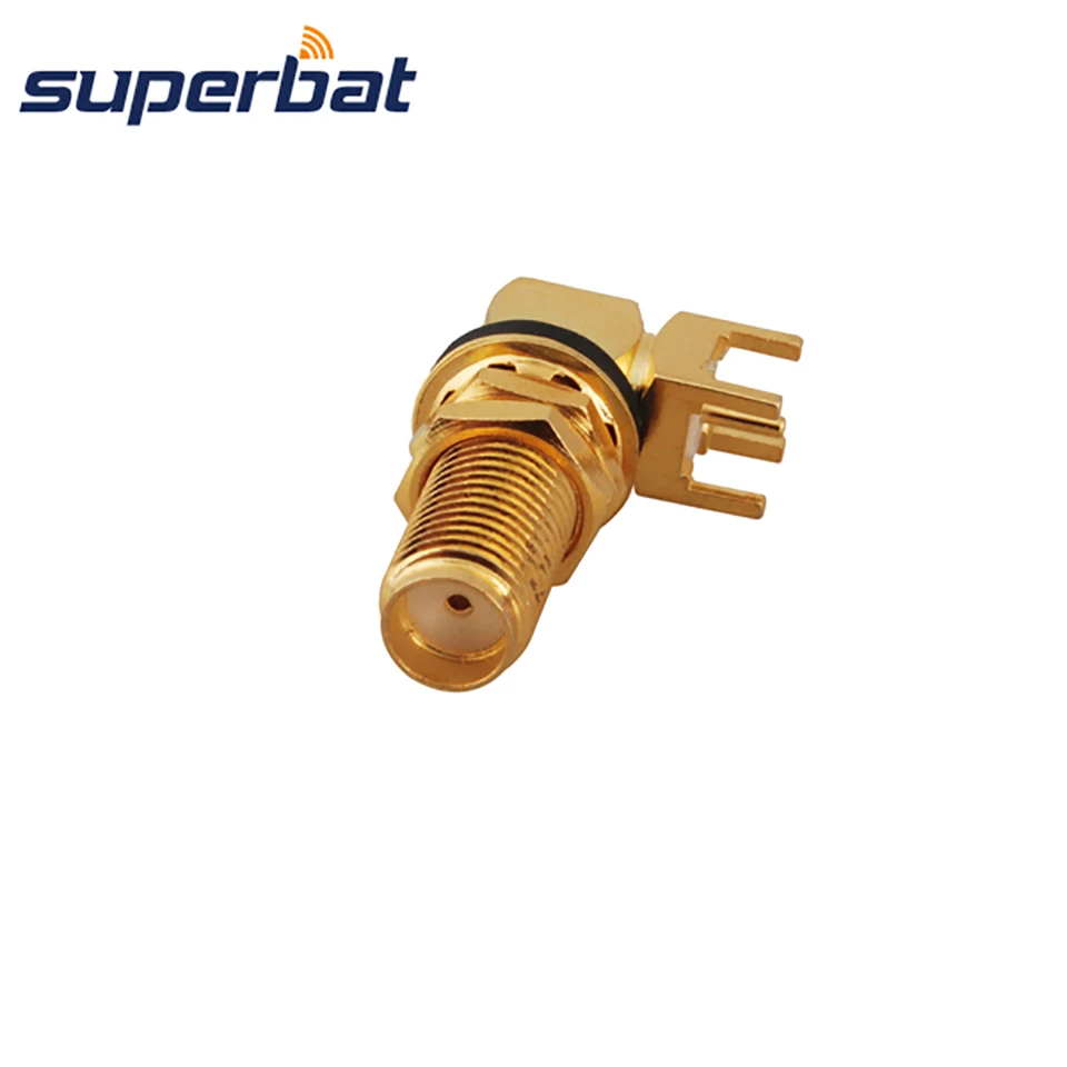 SuperBat SMA Thru Hole Žena prepálený O-krúžok pravý uhol PCB MONT Long Verzia RF koaxiálny konektor