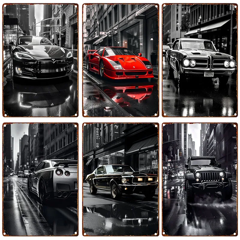Supercar gtr metalové značenie Vintage cín maľba auto hd plagát domov obývacia izba garáž moderné nástenné umenie dekoratívna nástenná maľba estetika