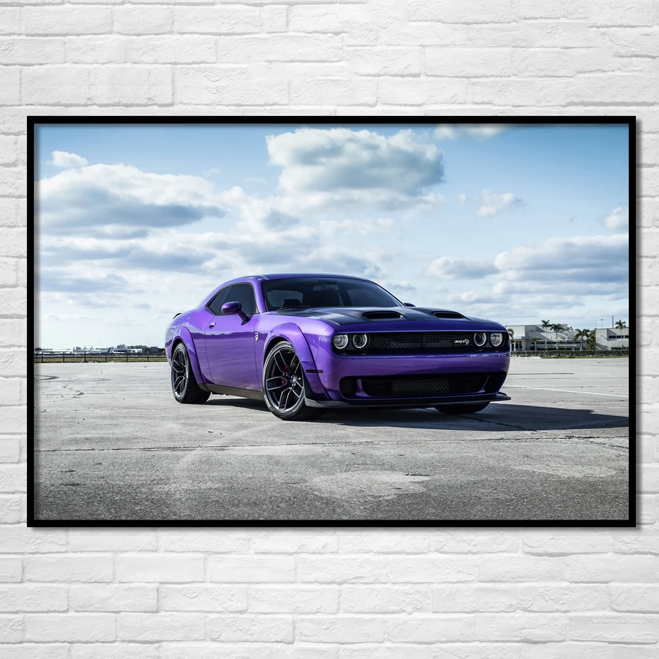 Supercar uhýba challenger hellcat fialové svalové autá Obrázky plagáty plátno potlačené maľba nástenné umenie pre obývaciu izbu domov dekor