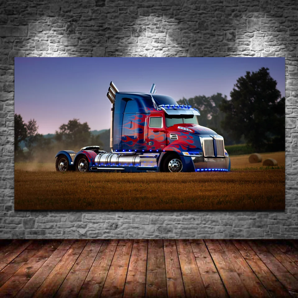 Supercar Wall Art Optimus hlavný nákladný automobil vozidlo Canvas Painting Plagáty a výtlačky Domáce obývacia izba dekorácie