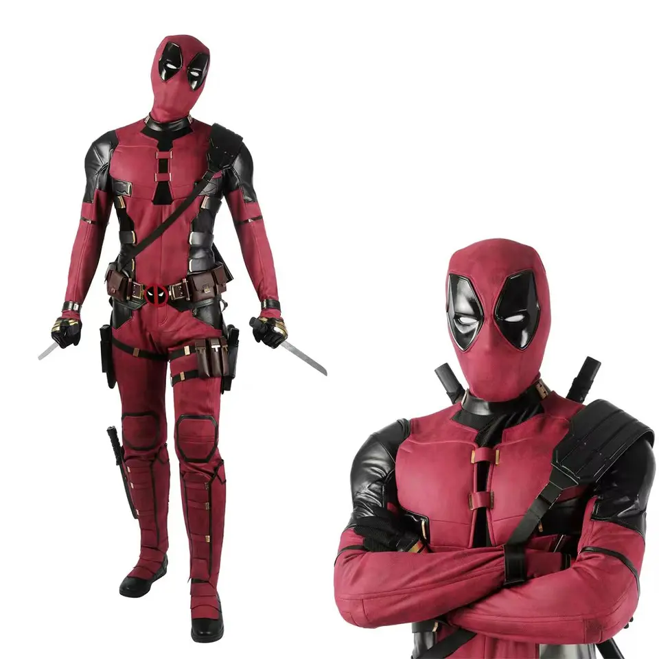 Superhrdina Halloween Party Dead Soldier 3 Wade Vysoko kvalitný červený bojový oblek pánsky kostým Cosplay Costume Pops -topánky s maskou