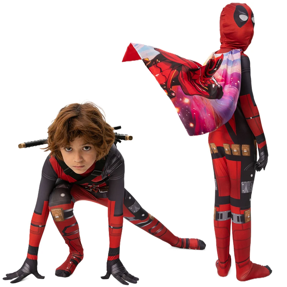 Superhrdina Kids Cosplay kostýmy kostýmy s maskou a Cape Movie Komiks Character Wade Wilson vianočný darček