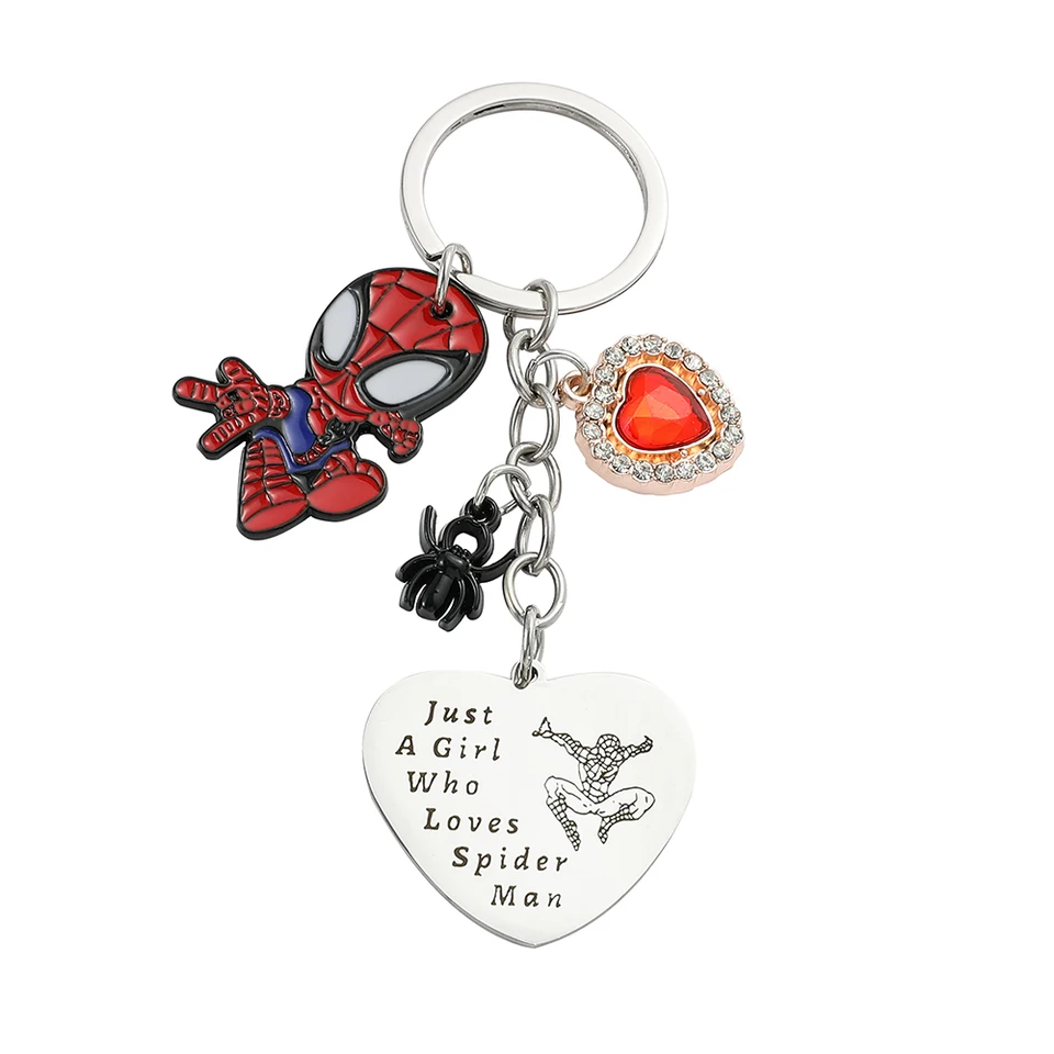 Superhrdina Spiderman model Keychain Avengers Spider Man Metal Key Chain Cartoon Figure Keyrings Príslušenstvo pre ornament vrecka