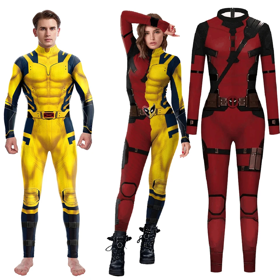 Superhrdina Wolverine Deadpool Cosplay kostým Halloween kostým dospelých zentai Bodysuit Outfit Striekom pre mužov Unisex Unisex