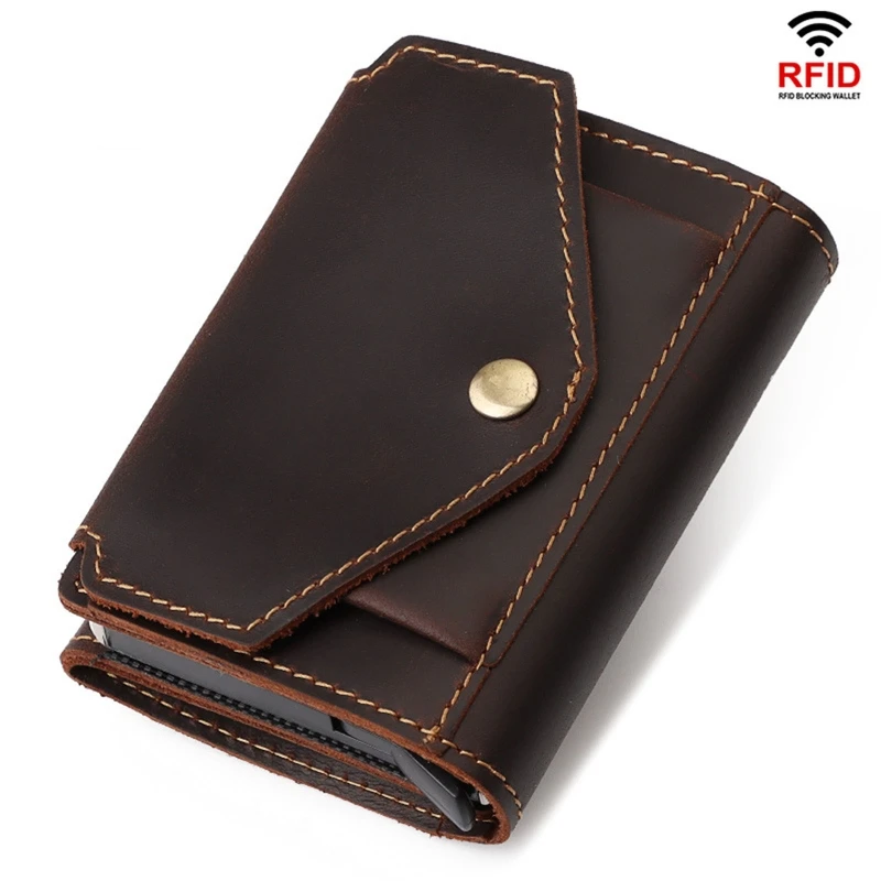 Superior New Man Vintage RFID blokuje peniaze peňaženka automatická vyskakovacia kreditná karta Pase Business Cash Coin vrecko pre mužov