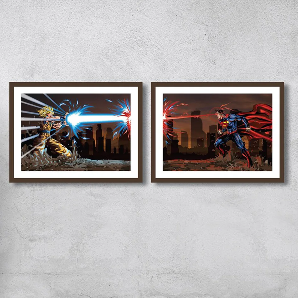 Superman Fight Super Warrior Comický plagát a výtlačky anime postavy Canvas Art Pop Mange dekor maľba nástenná maľba pre obývaciu izbu