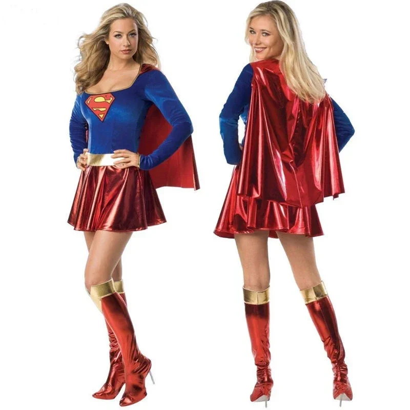 Superwoman Dress Cosplay kostýmy super dievčatá šaty obuv oblek oblek superhrdina žena super hrdina Kids Halloween kostým