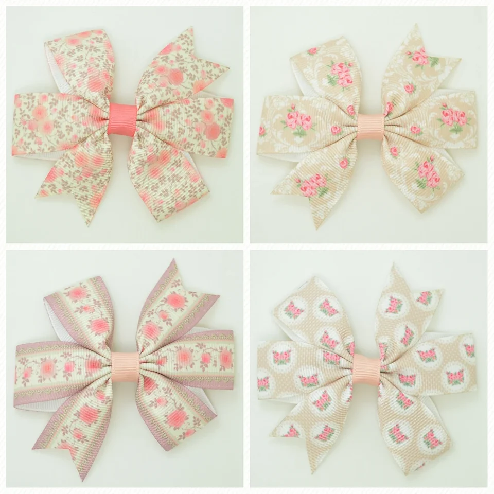 SUPWRF 3.1 '' Flowers Kids Hair Accessories Earl Lon Bow s klipmi Vlasy tlačená stuha hlavy VÝROBA VÝCHODNÉ 20 PCS T0929